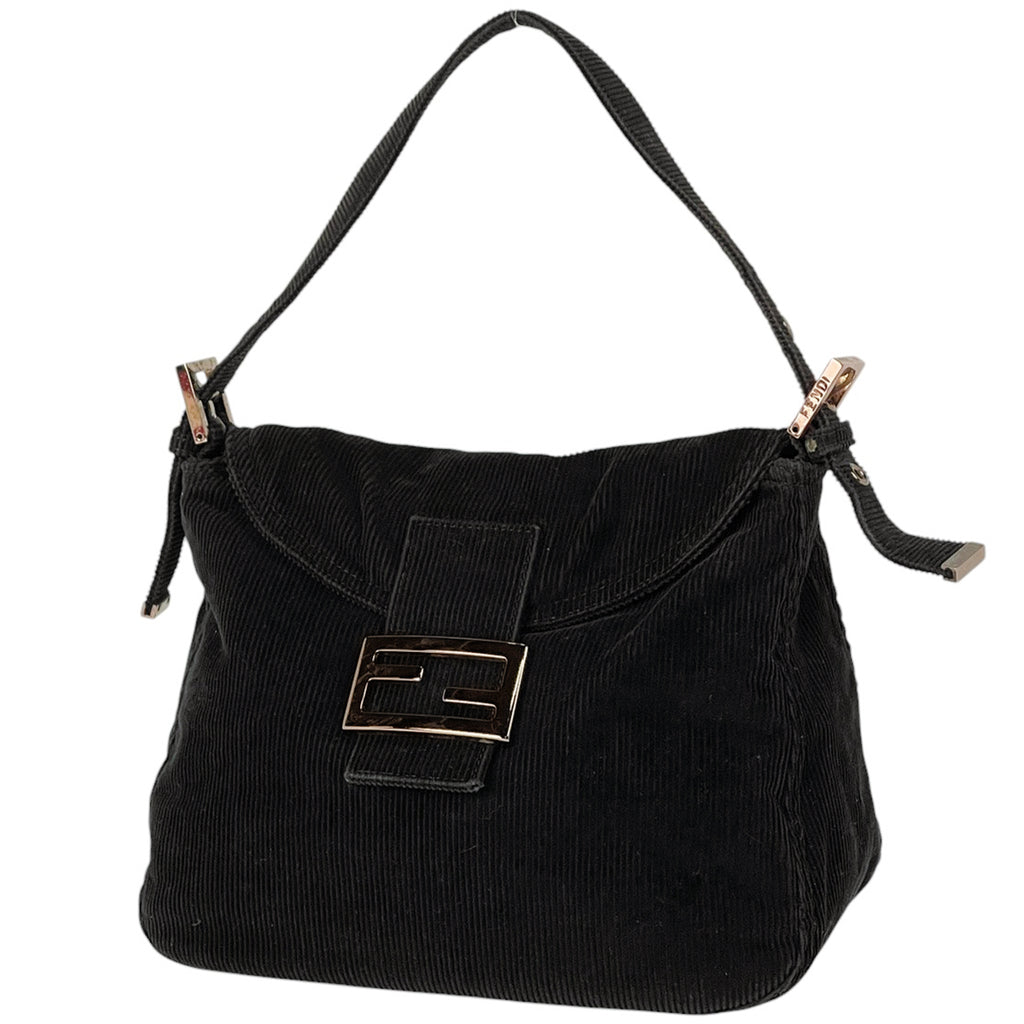 フェンディ ロゴ ショルダーバッグ ハンドバッグ ワンショルダー ショルダーバッグ コーデュロイ ブラック 8BR004 レディース 【中古】brbag