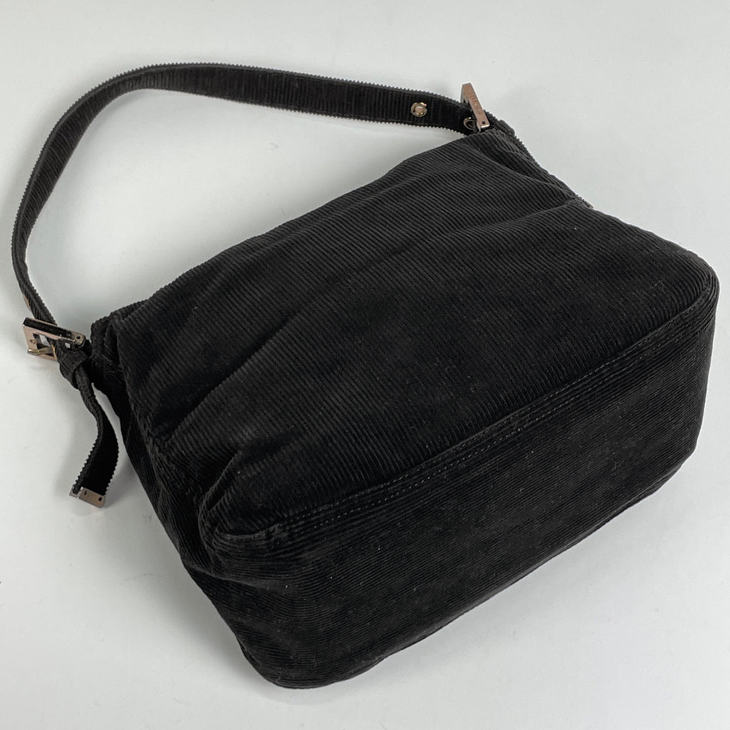 フェンディ ロゴ ショルダーバッグ ハンドバッグ ワンショルダー ショルダーバッグ コーデュロイ ブラック 8BR004 レディース 【中古】brbag