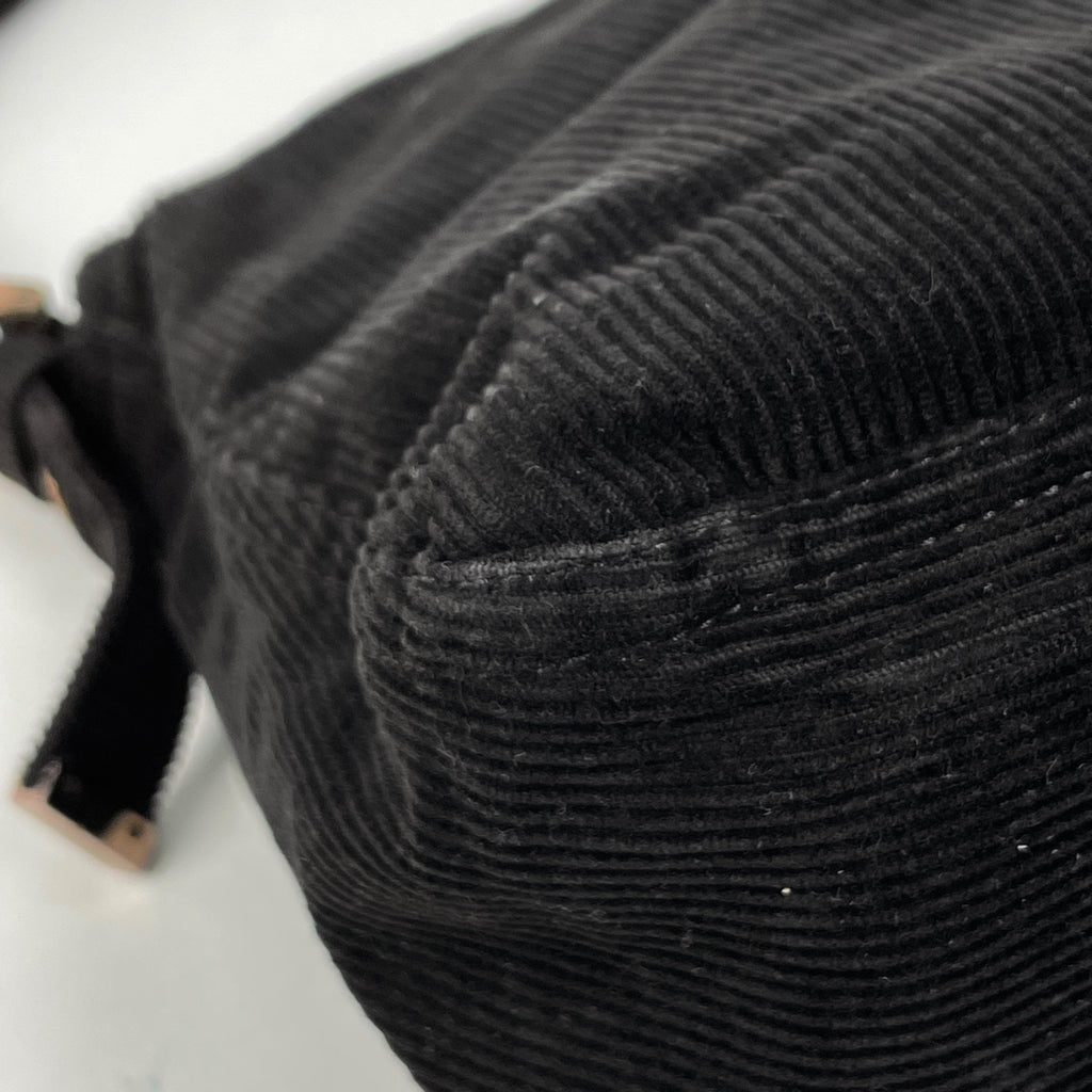 フェンディ ロゴ ショルダーバッグ ハンドバッグ ワンショルダー ショルダーバッグ コーデュロイ ブラック 8BR004 レディース 【中古】brbag