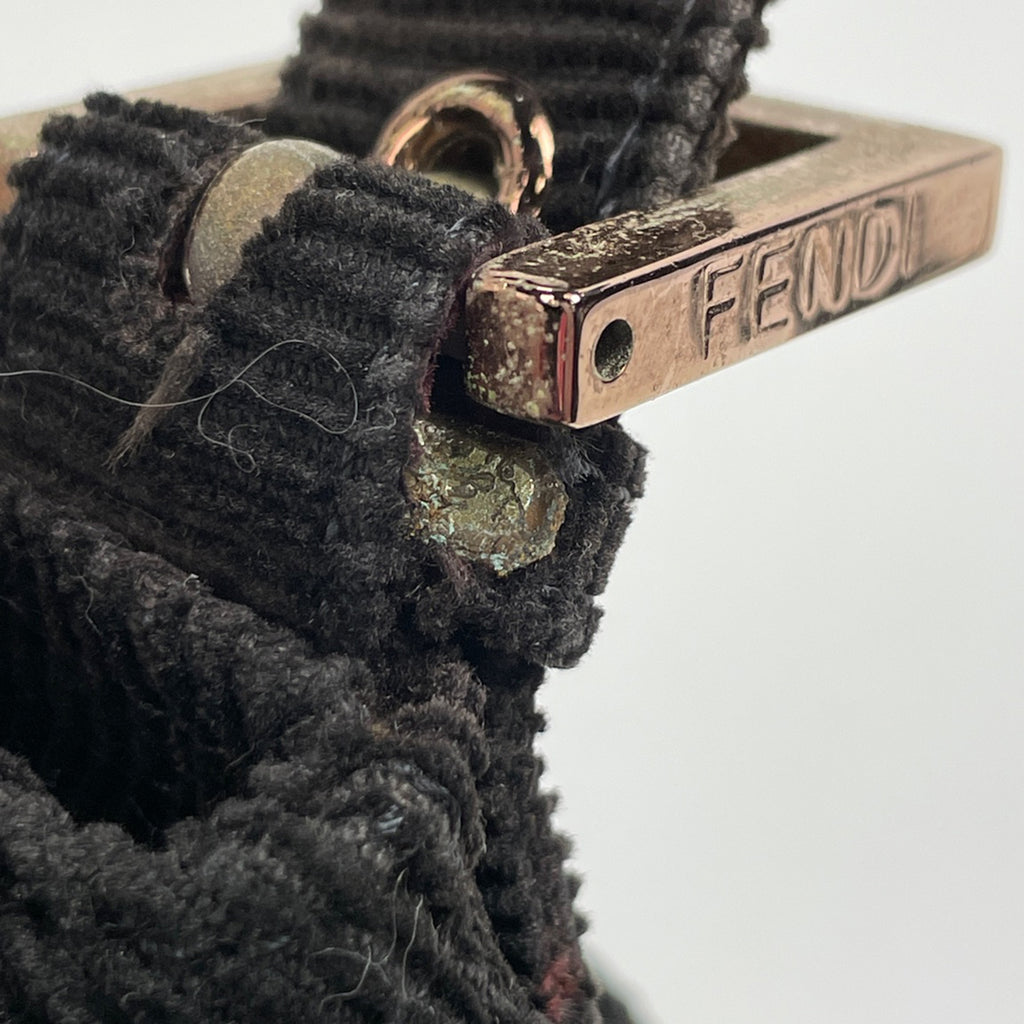 フェンディ ロゴ ショルダーバッグ ハンドバッグ ワンショルダー ショルダーバッグ コーデュロイ ブラック 8BR004 レディース 【中古】brbag