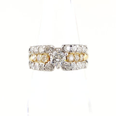 鑑定書付 ダイヤモンド リング プラチナ YG イエローゴールド 指輪 メレダイヤ 10.5号 Pt900 K18 ダイヤモンド レディース 【中古】nbjwl