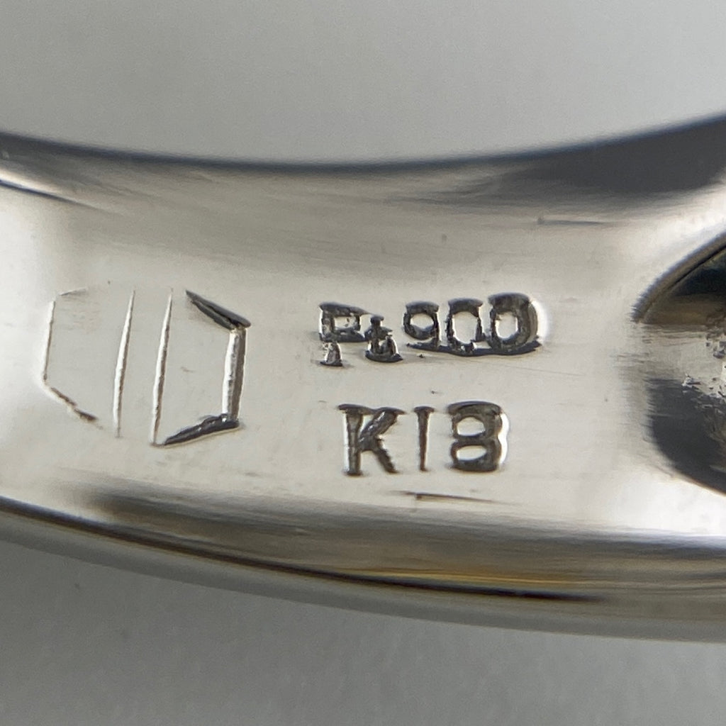 鑑定書付 ダイヤモンド リング プラチナ YG イエローゴールド 指輪 メレダイヤ 10.5号 Pt900 K18 ダイヤモンド レディース 【中古】nbjwl