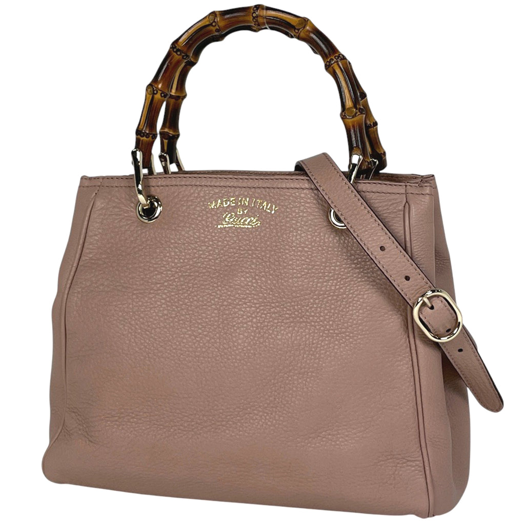 グッチ バンブー スモール ショッパー ハンドバッグ 2WAY ショルダーバッグ ハンドバッグ レザー サーモンピンク 336032 レディース 【中古】brbag