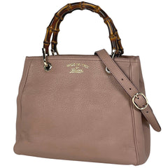 グッチ バンブー スモール ショッパー ハンドバッグ 2WAY ショルダーバッグ ハンドバッグ レザー サーモンピンク 336032 レディース 【中古】brbag