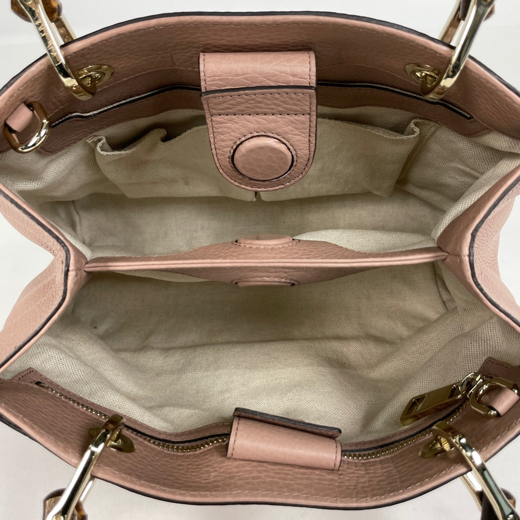 グッチ バンブー スモール ショッパー ハンドバッグ 2WAY ショルダーバッグ ハンドバッグ レザー サーモンピンク 336032 レディース 【中古】brbag