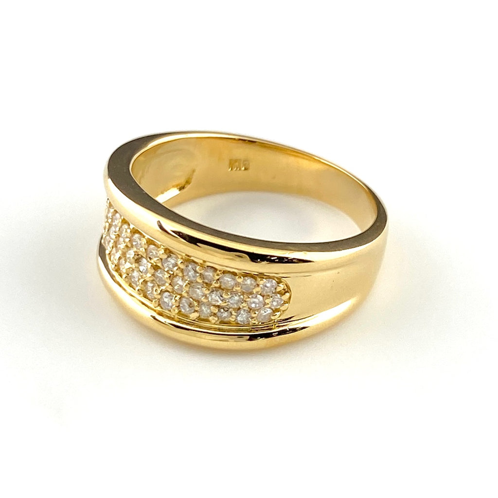 メレダイヤ デザインリング YG イエローゴールド 指輪 リング 12号 K18 ダイヤモンド レディース 【中古】nbjwl