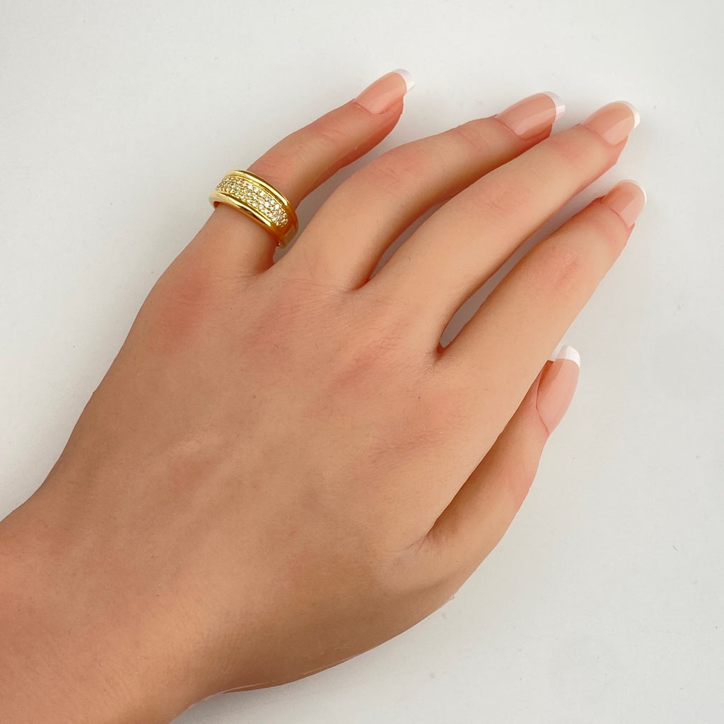 メレダイヤ デザインリング YG イエローゴールド 指輪 リング 12号 K18 ダイヤモンド レディース 【中古】nbjwl