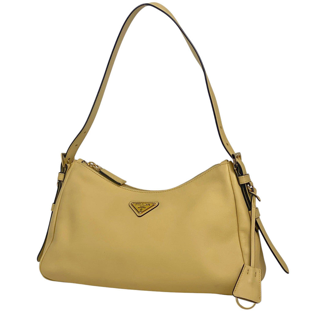 プラダ エメ ミディアム ショルダーバッグ ワンショルダー ショルダーバッグ レザー イエロー 1BC229 レディース 【中古】brbag