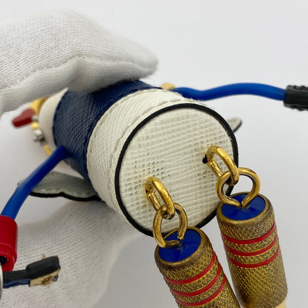 プラダ ロボットモチーフ バッグチャーム キューピット キーリング キーホルダー バッグチャーム GP レザー ゴールド マルチカラー レディース 【中古】brbag