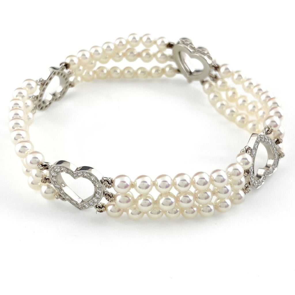 ティファニー センチメンタル ハート ブレスレット プラチナ 腕輪 メレダイヤ 真珠 ブレスレット Pt950 パール ダイヤモンド レディース 【中古】brjwl