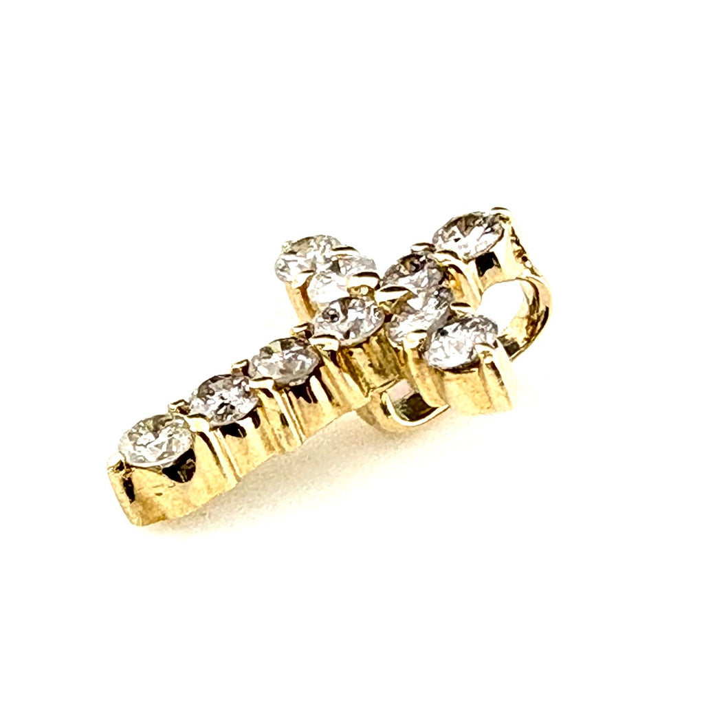 クロスモチーフ ペンダントトップ YG イエローゴールド 十字架 ペンダントトップ K18 ダイヤモンド レディース 【中古】nbjwl