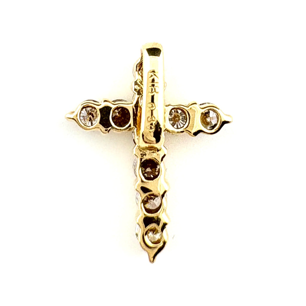 クロスモチーフ ペンダントトップ YG イエローゴールド 十字架 ペンダントトップ K18 ダイヤモンド レディース 【中古】nbjwl