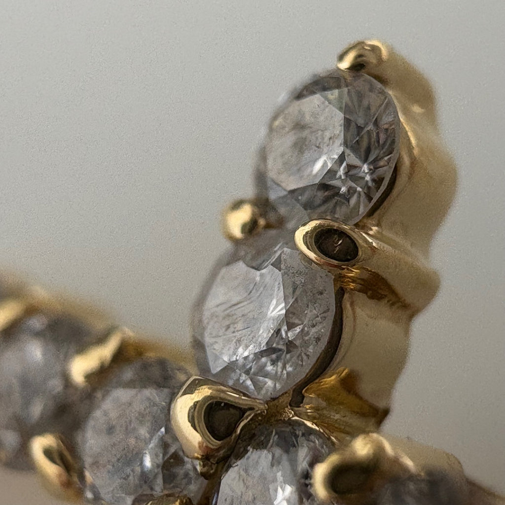 クロスモチーフ ペンダントトップ YG イエローゴールド 十字架 ペンダントトップ K18 ダイヤモンド レディース 【中古】nbjwl