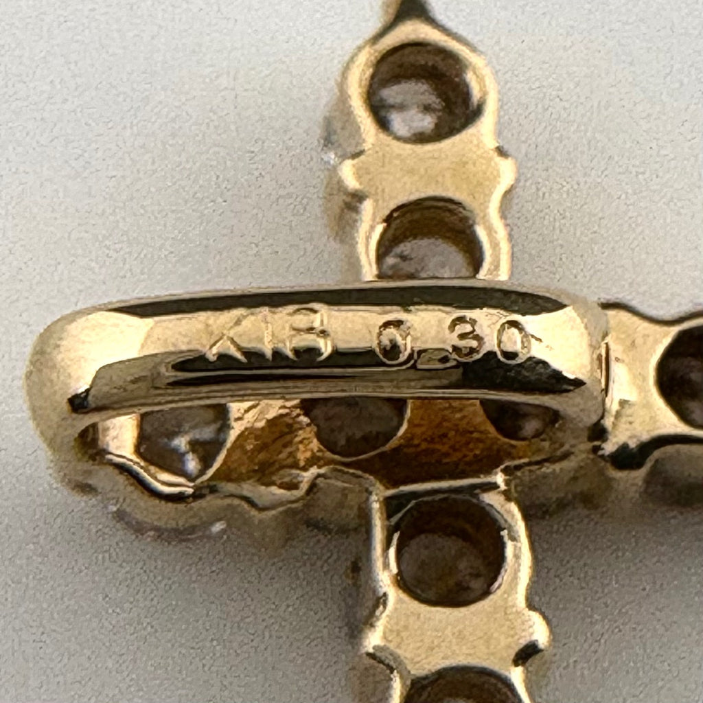 クロスモチーフ ペンダントトップ YG イエローゴールド 十字架 ペンダントトップ K18 ダイヤモンド レディース 【中古】nbjwl