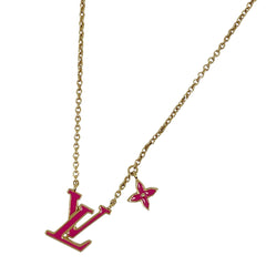ルイ・ヴィトン ネックレス LV アイコニック エナメル ロゴ ネックレス GP ゴールド フューシャ(ピンク) レディース 【中古】bracc