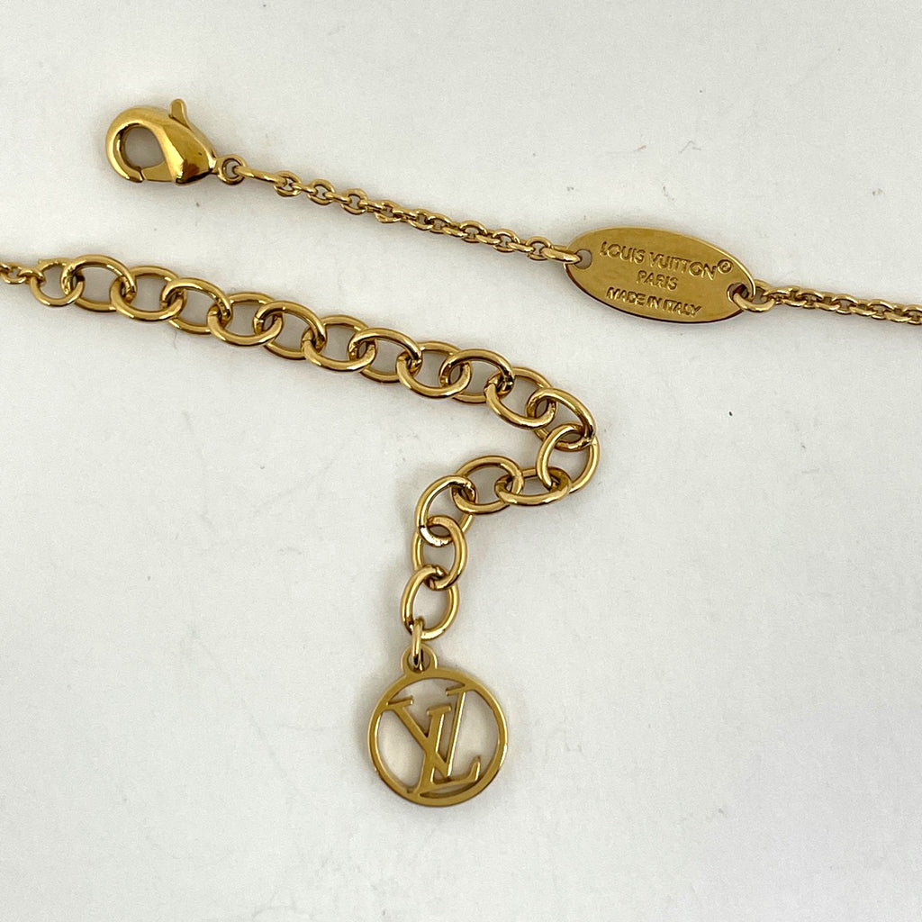 ルイ・ヴィトン ネックレス LV アイコニック エナメル ロゴ ネックレス GP ゴールド フューシャ(ピンク) レディース 【中古】bracc