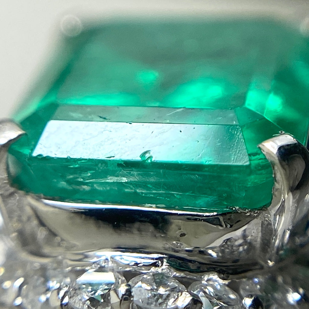 エメラルド デザインリング プラチナ 指輪 メレダイヤ リング 9号 Pt900 エメラルド ダイヤモンド レディース 【中古】nbjwl