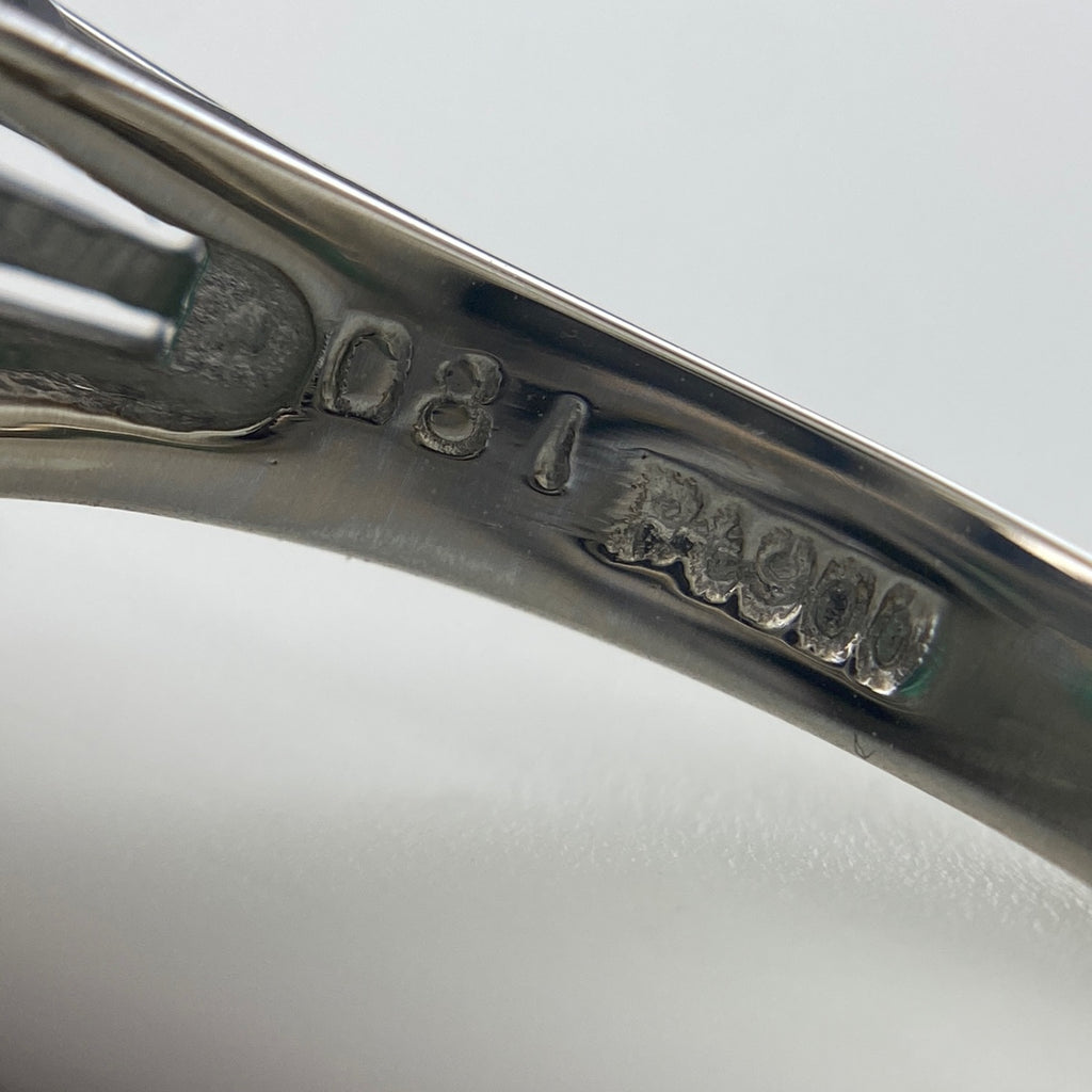 エメラルド デザインリング プラチナ 指輪 メレダイヤ リング 9号 Pt900 エメラルド ダイヤモンド レディース 【中古】nbjwl