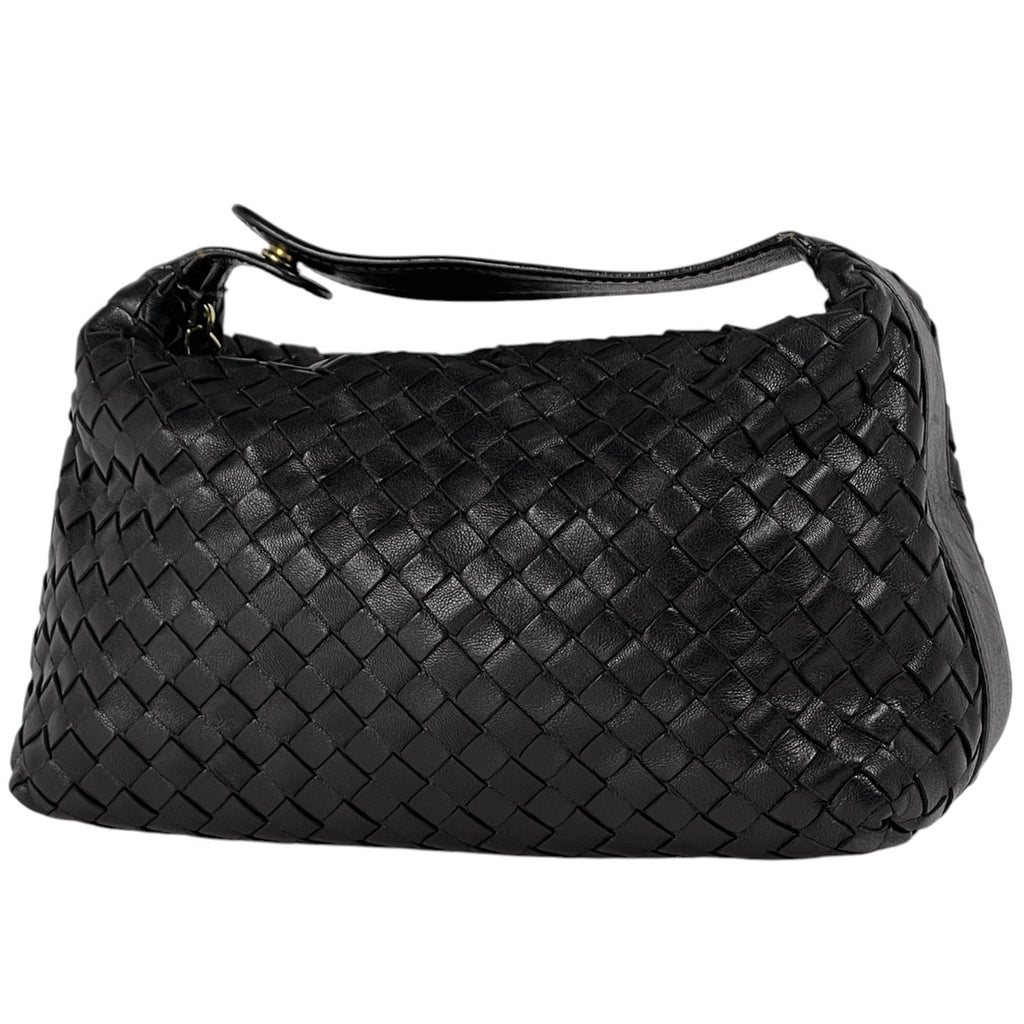 ボッテガヴェネタ イントレチャート ハンドバッグ ワンショルダー ポーチ ハンドバッグ レザー ブラック 114087 レディース 【中古】brbag