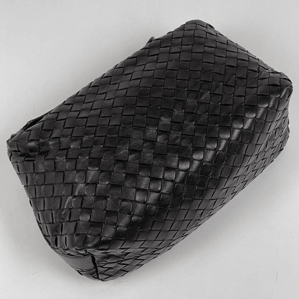 ボッテガヴェネタ イントレチャート ハンドバッグ ワンショルダー ポーチ ハンドバッグ レザー ブラック 114087 レディース 【中古】brbag