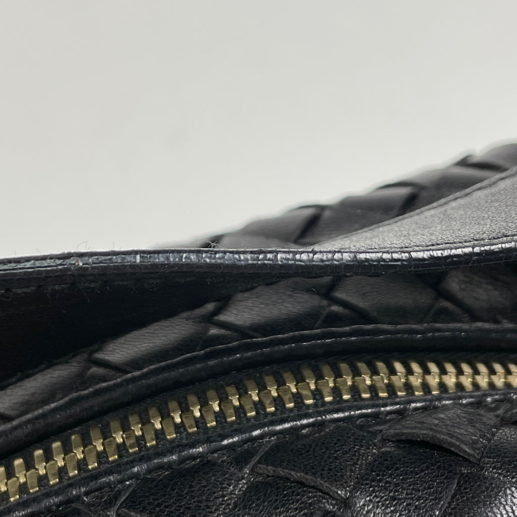 ボッテガヴェネタ イントレチャート ハンドバッグ ワンショルダー ポーチ ハンドバッグ レザー ブラック 114087 レディース 【中古】brbag