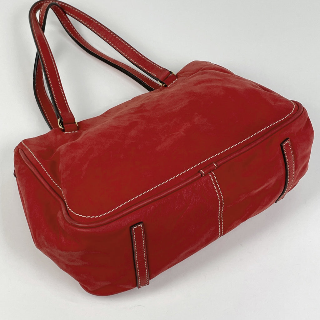 ロエベ アナグラム トートバッグ ロゴ ショルダーバッグ タッセル トートバッグ レザー レッド レディース 【中古】brbag