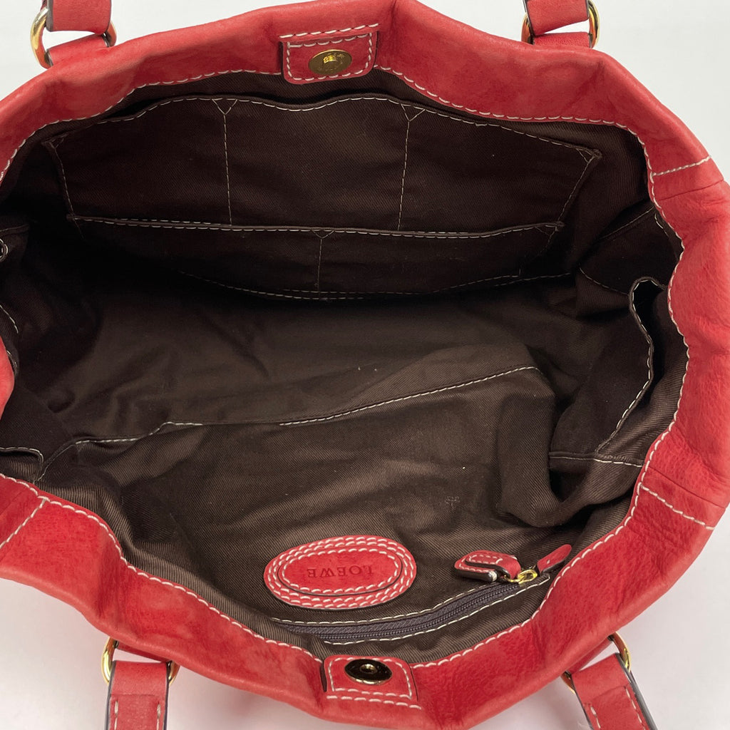 ロエベ アナグラム トートバッグ ロゴ ショルダーバッグ タッセル トートバッグ レザー レッド レディース 【中古】brbag