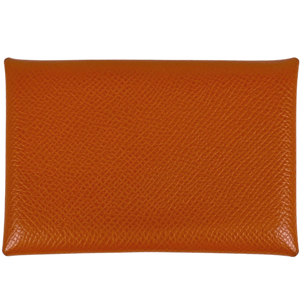 エルメス カルヴィ カードケース コインケース ヴォーエプソン オレンジ レディース 【中古】brbag