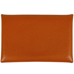エルメス カルヴィ カードケース コインケース ヴォーエプソン オレンジ レディース 【中古】brbag