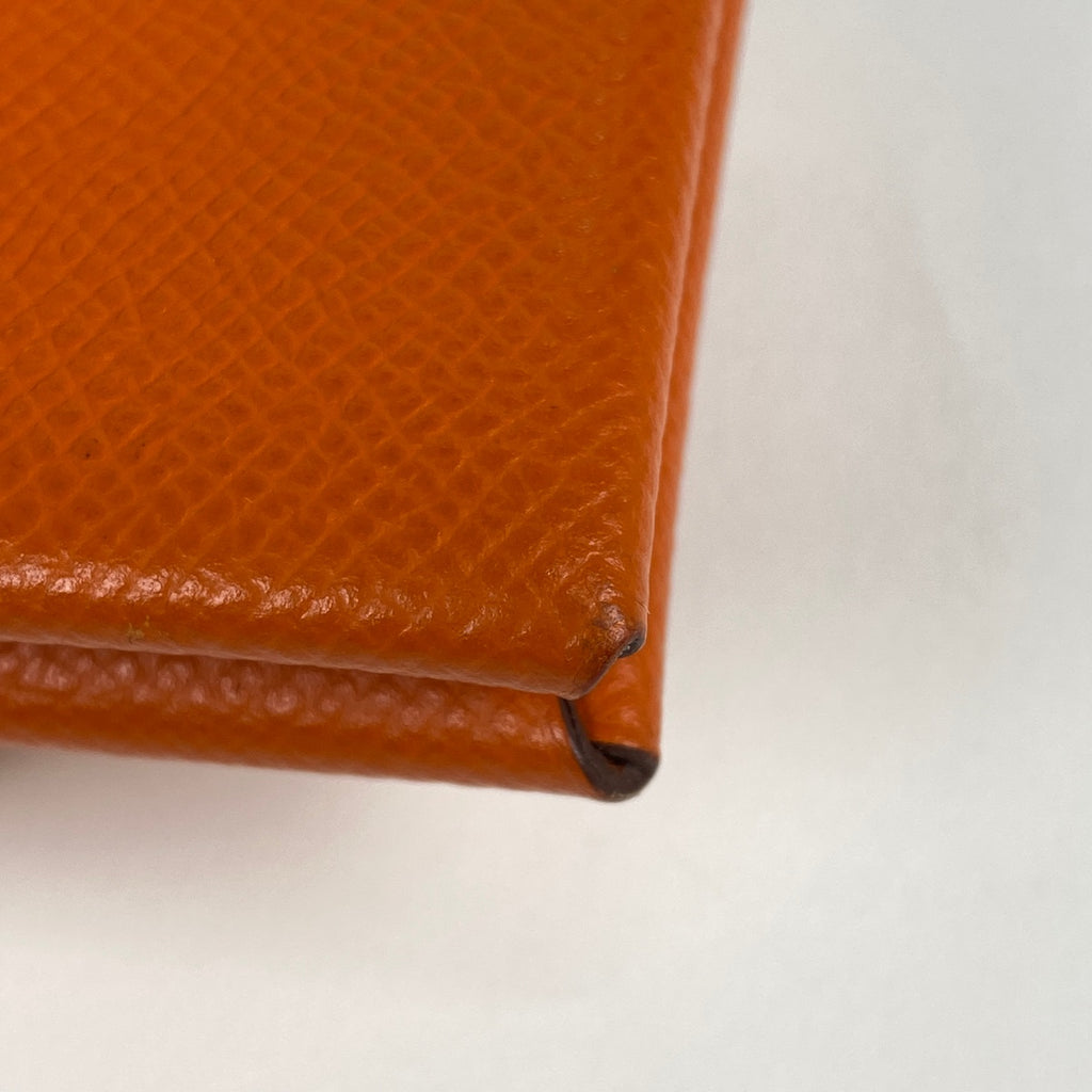 エルメス カルヴィ カードケース コインケース ヴォーエプソン オレンジ レディース 【中古】brbag
