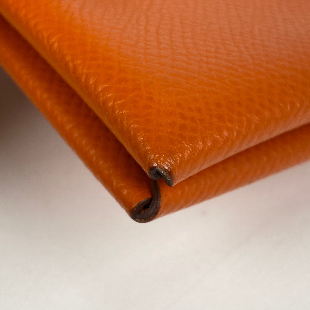 エルメス カルヴィ カードケース コインケース ヴォーエプソン オレンジ レディース 【中古】brbag