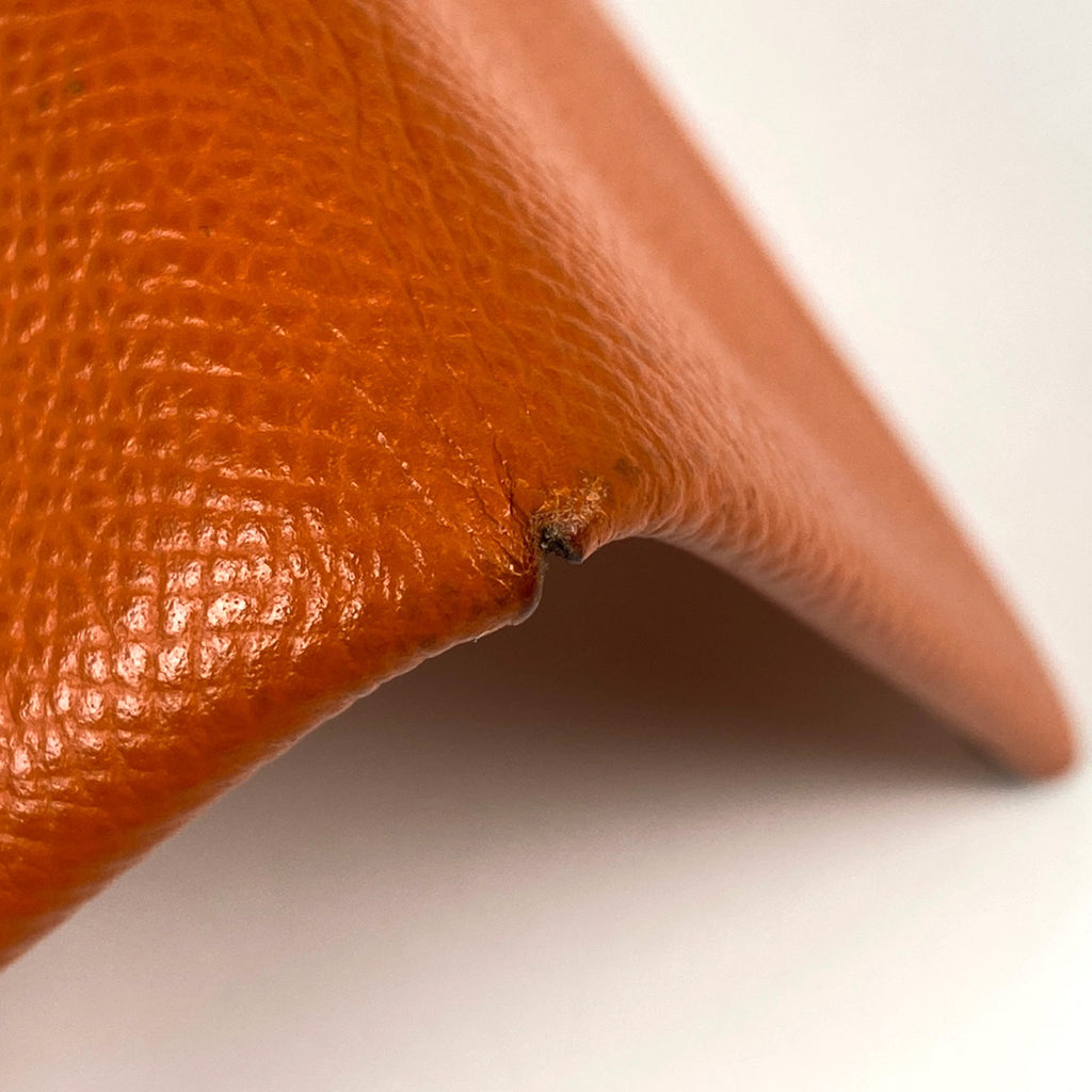 エルメス カルヴィ カードケース コインケース ヴォーエプソン オレンジ レディース 【中古】brbag