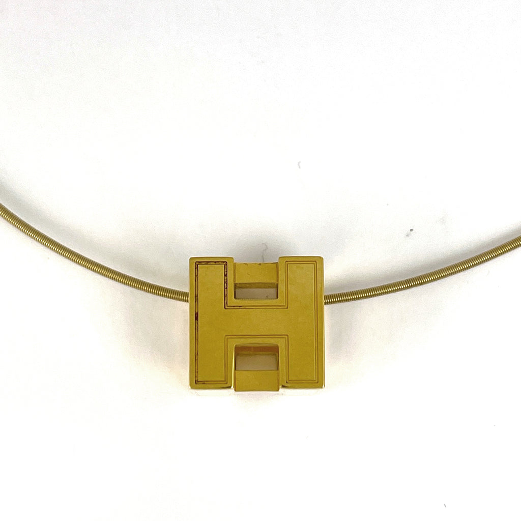 エルメス カージュドアッシュ Hキューブ ネックレス Hロゴ ネックレス GP ゴールド ホワイト レディース 【中古】bracc