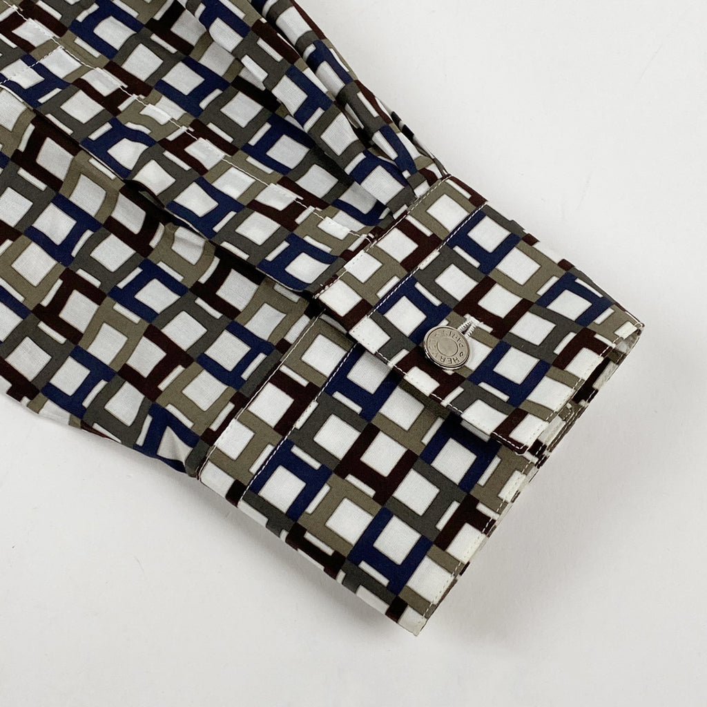 エルメス 長袖シャツ 総柄 セリエボタン トップス 長袖シャツ 綿 ブラウン メンズ 【中古】brapp