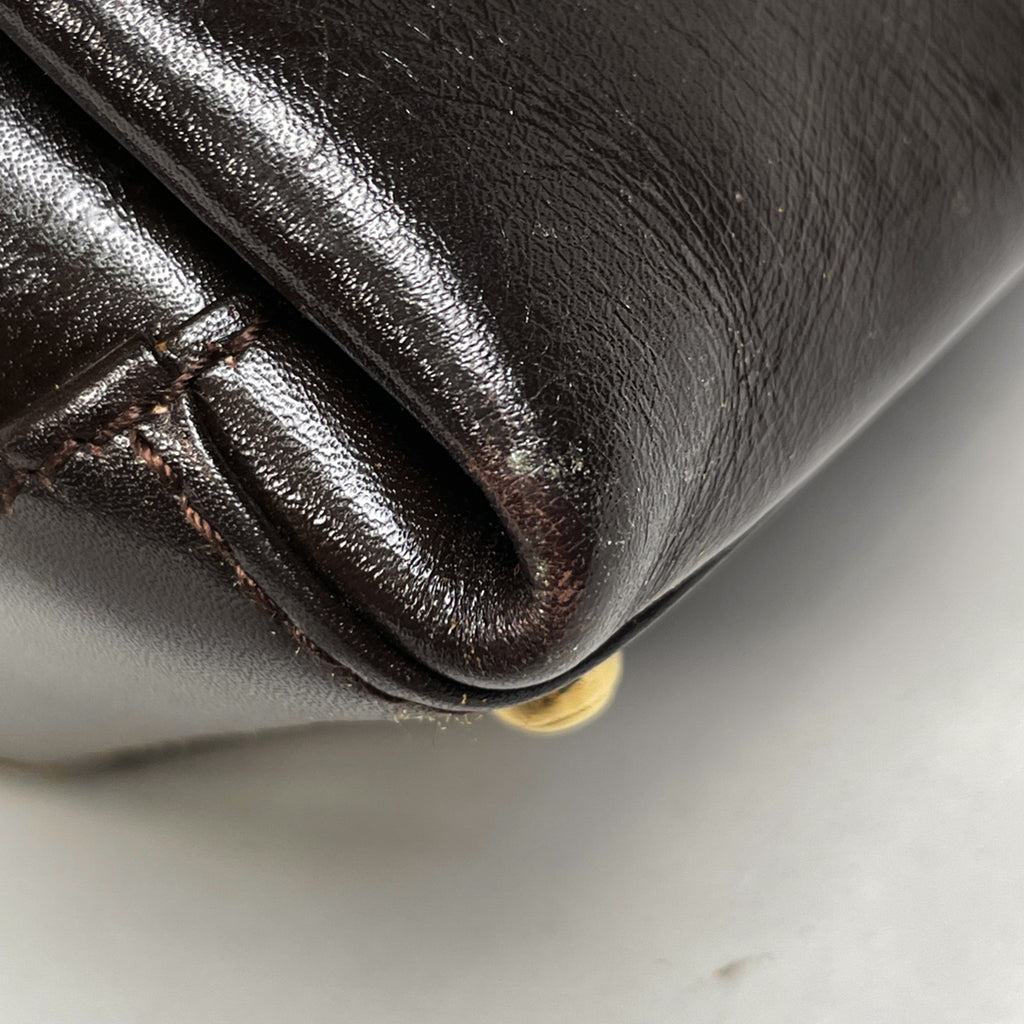 グッチ ロゴ ハンドバッグ オールドグッチ 00014480539 ハンドバッグ レザー ブラウン レディース 【中古】brbag