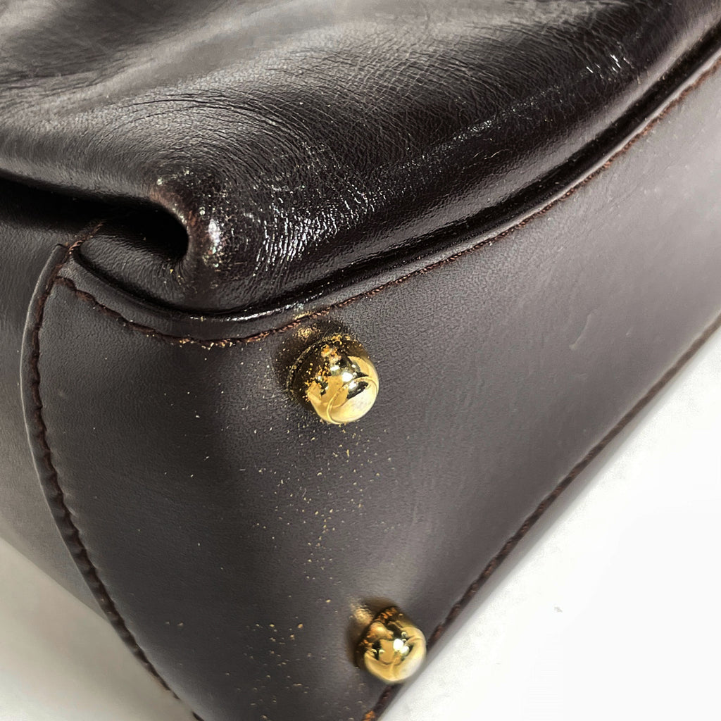 グッチ ロゴ ハンドバッグ オールドグッチ 00014480539 ハンドバッグ レザー ブラウン レディース 【中古】brbag