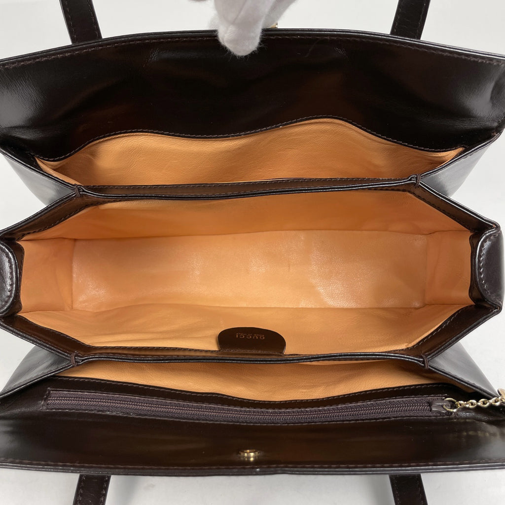 グッチ ロゴ ハンドバッグ オールドグッチ 00014480539 ハンドバッグ レザー ブラウン レディース 【中古】brbag