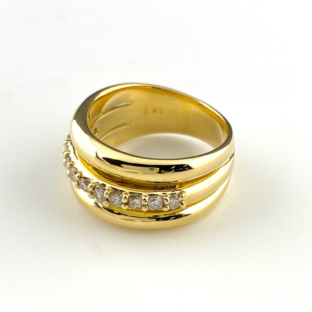 メレダイヤ デザインリング YG イエローゴールド 指輪 リング 10.5号 K18 ダイヤモンド レディース 【中古】nbjwl