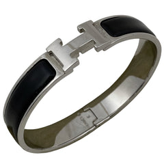 エルメス クリッククラック PM 腕輪 Hロゴ バングル メタル シルバー ブラック レディース 【中古】bracc