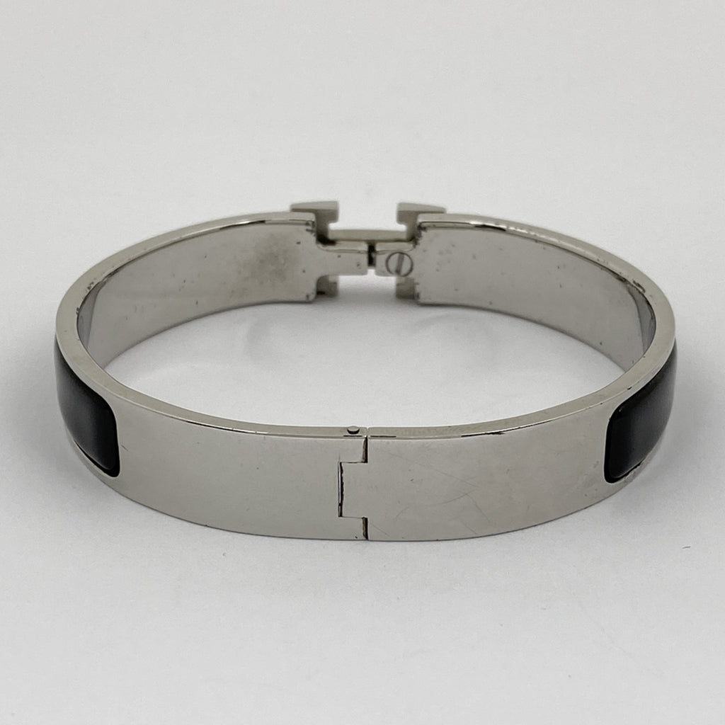 エルメス クリッククラック PM 腕輪 Hロゴ バングル メタル シルバー ブラック レディース 【中古】bracc