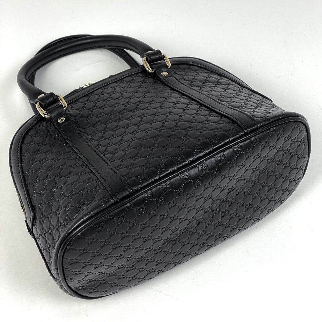 グッチ マイクログッチ シマ ハンドバッグ 2WAY ショルダーバッグ シグネチャー ハンドバッグ レザー ブラック 449654 レディース 【中古】brbag
