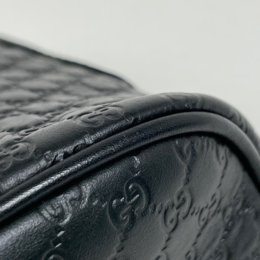 グッチ マイクログッチ シマ ハンドバッグ 2WAY ショルダーバッグ シグネチャー ハンドバッグ レザー ブラック 449654 レディース 【中古】brbag