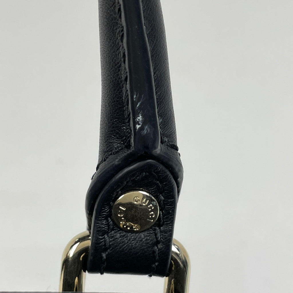 グッチ マイクログッチ シマ ハンドバッグ 2WAY ショルダーバッグ シグネチャー ハンドバッグ レザー ブラック 449654 レディース 【中古】brbag