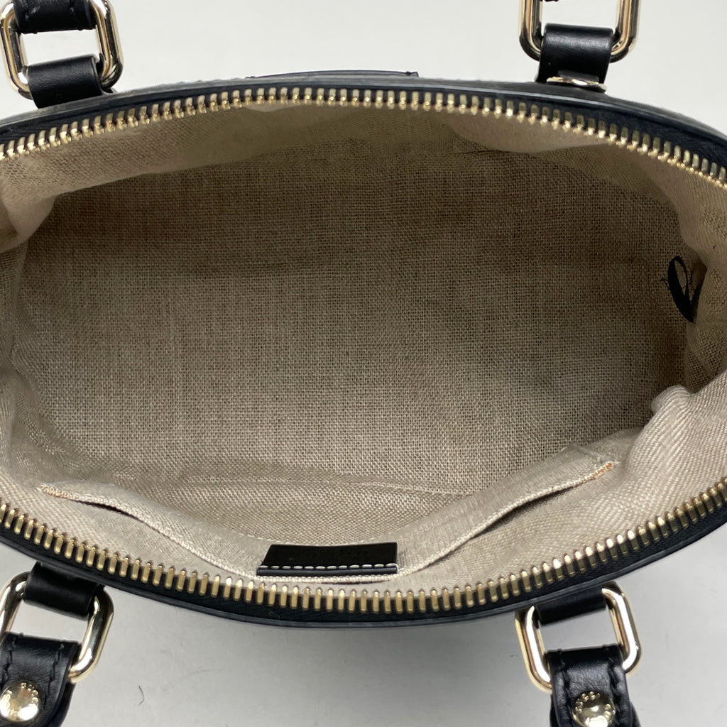 グッチ マイクログッチ シマ ハンドバッグ 2WAY ショルダーバッグ シグネチャー ハンドバッグ レザー ブラック 449654 レディース 【中古】brbag