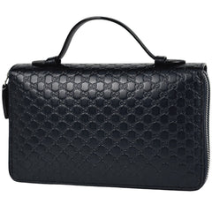 グッチ マイクログッチシマ トラベル ドキュメントケース ラウンドファスナー シグネチャー 長財布 シマレザー ネイビー 449246 レディース 【中古】brbag