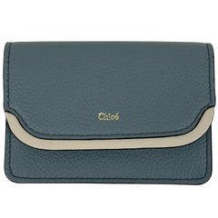 クロエ ロゴ カードケース 名刺入れ カード入れ カードケース レザー ブルー レディース 【中古】brbag