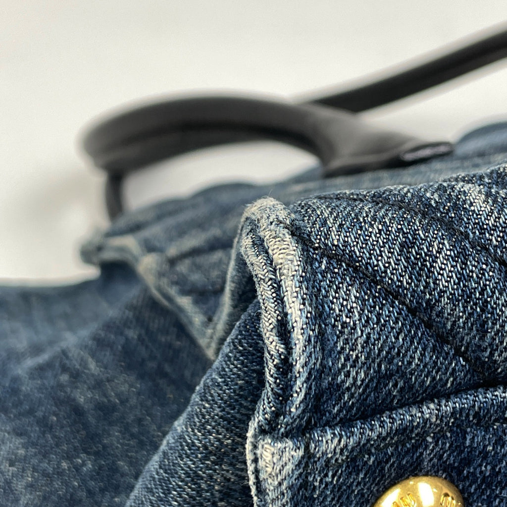 ミュウ ミュウ ロゴ ハンドバッグ バイカー 2WAY ショルダーバッグ ハンドバッグ デニム ブルー レディース 【中古】brbag