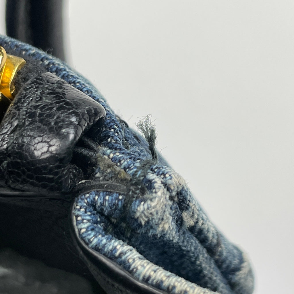 ミュウ ミュウ ロゴ ハンドバッグ バイカー 2WAY ショルダーバッグ ハンドバッグ デニム ブルー レディース 【中古】brbag