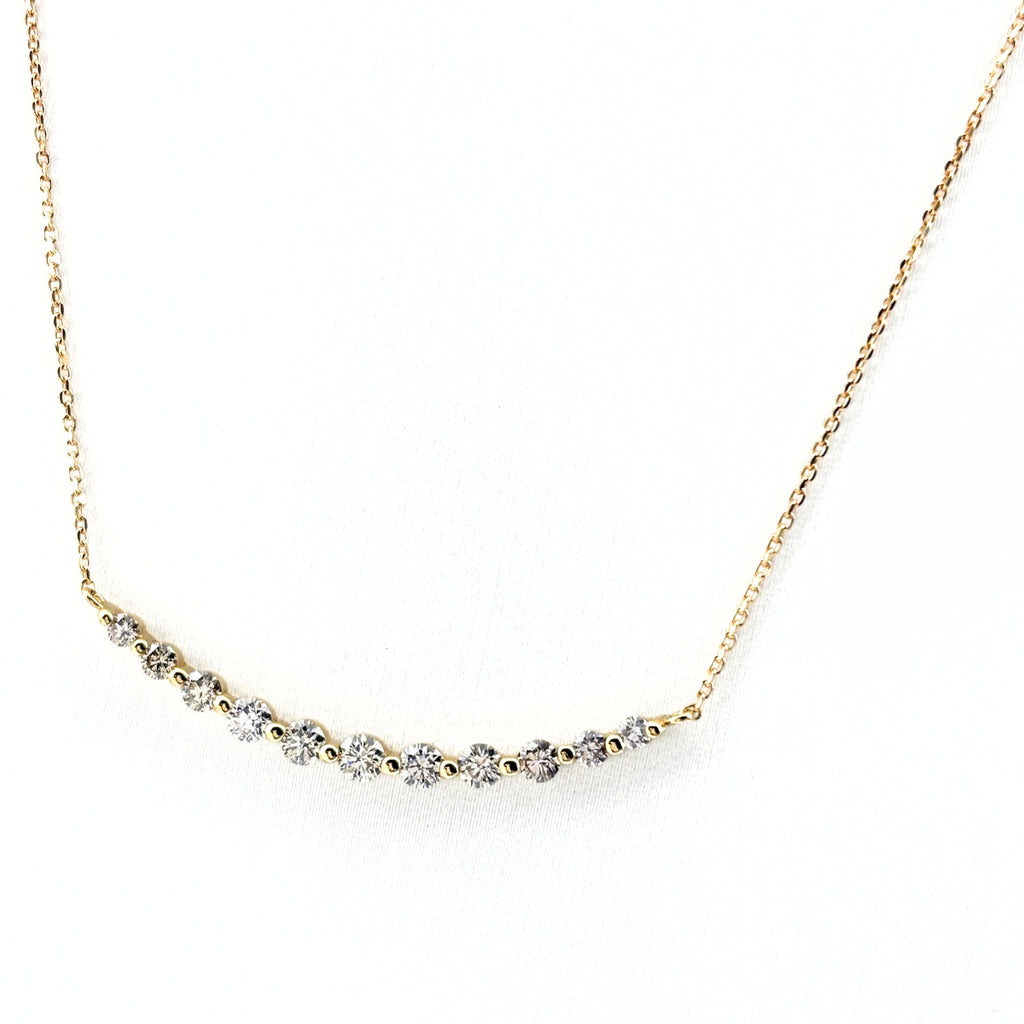 メレダイヤ デザインネックレス YG イエローゴールド ペンダント ネックレス K18 ダイヤモンド レディース 【中古】nbjwl