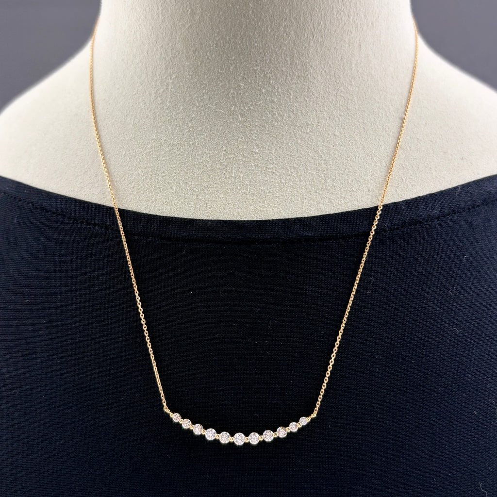 メレダイヤ デザインネックレス YG イエローゴールド ペンダント ネックレス K18 ダイヤモンド レディース 【中古】nbjwl